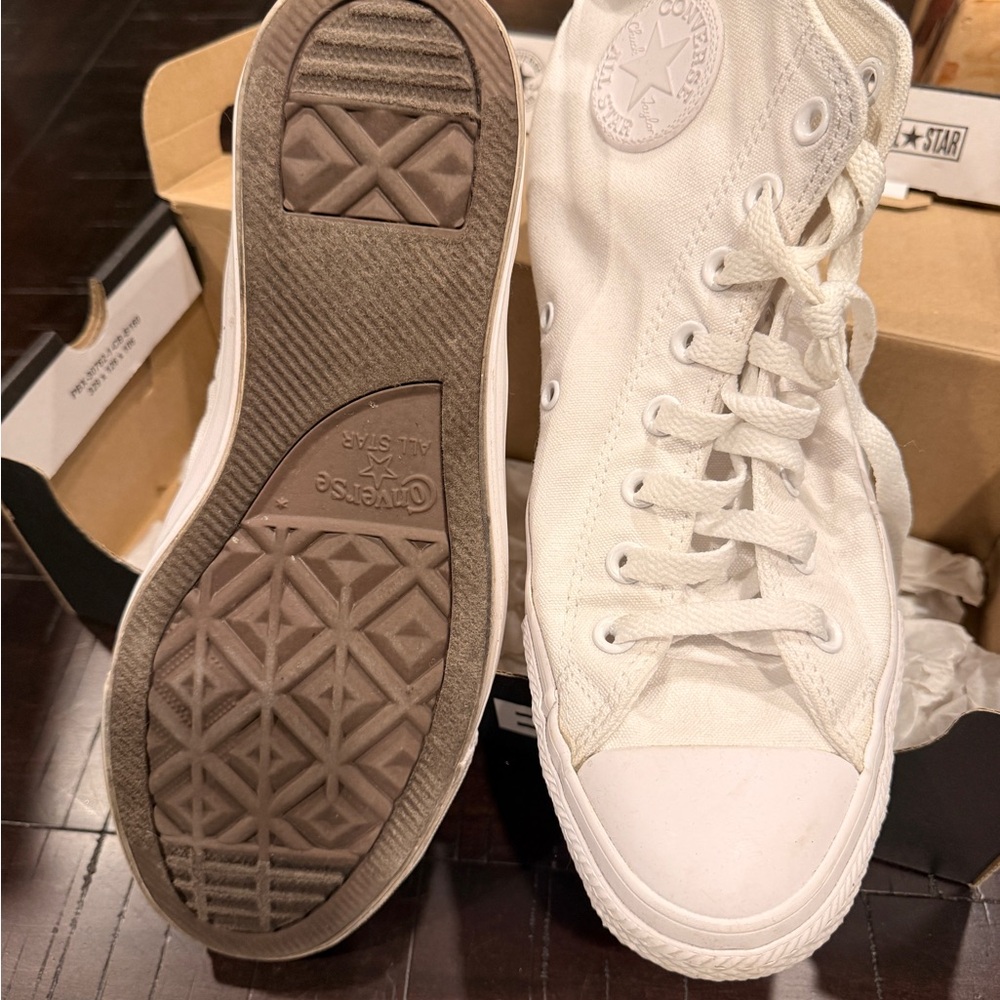 Converse All Star White Canvas High-Tops - Picture 2 of 2